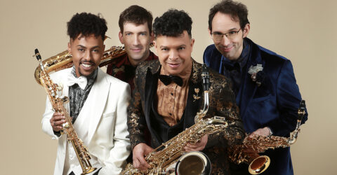 Portrait des 4 saxophonistes du quatuor Ellipsos.