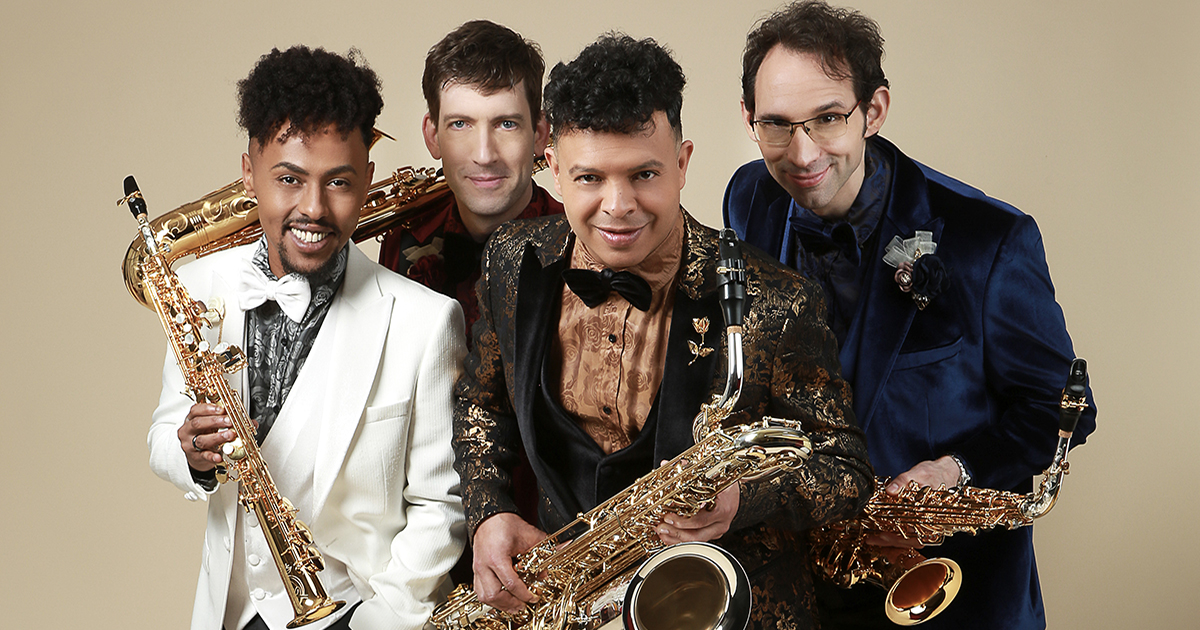 Portrait des 4 saxophonistes du quatuor Ellipsos.