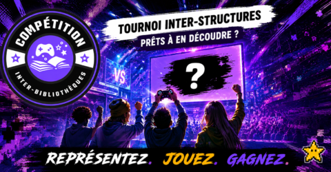 Arène de joueurs de jeux vidéo avec un écran au milieu, jeux gardé secret pour le moment